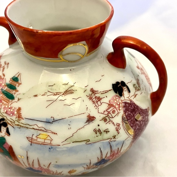 Kutani Satsuma Geisha Girl Japanese Vase, Vintage EUC - Picture 5 of 10